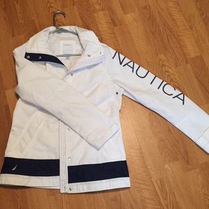 Nautica brand jacket/coat. White and navy. Medium.